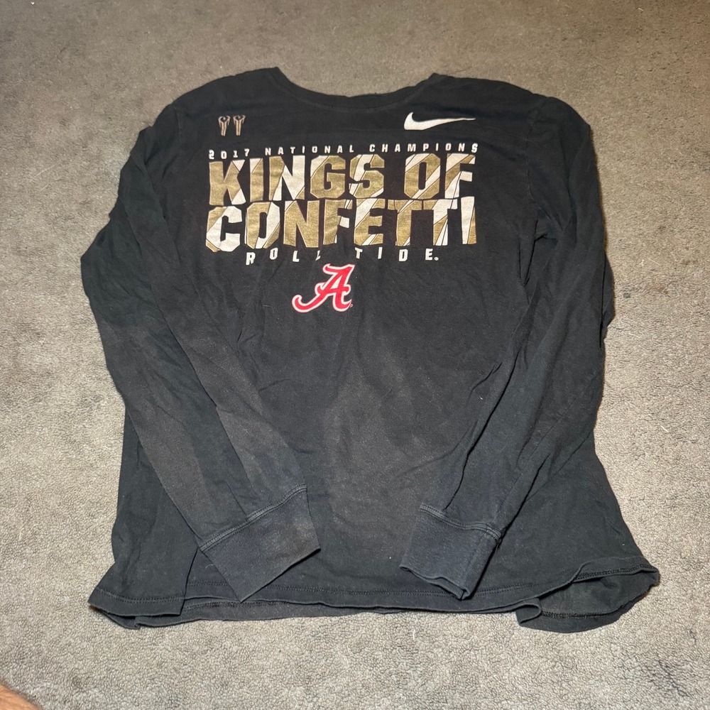 Nike Alabama Crimson Tide 2017 National Champs Kings of Confetti Shirt L Black